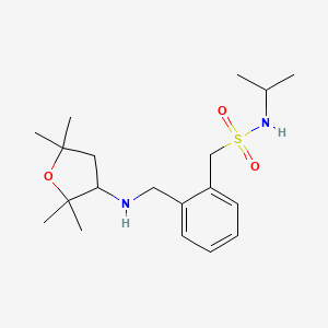 molecular formula C19H32N2O3S B7145696 N-propan-2-yl-1-[2-[[(2,2,5,5-tetramethyloxolan-3-yl)amino]methyl]phenyl]methanesulfonamide 