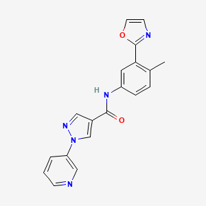 molecular formula C19H15N5O2 B7145874 N-[4-methyl-3-(1,3-oxazol-2-yl)phenyl]-1-pyridin-3-ylpyrazole-4-carboxamide 