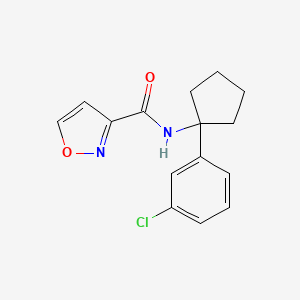 molecular formula C15H15ClN2O2 B7145902 N-[1-(3-chlorophenyl)cyclopentyl]-1,2-oxazole-3-carboxamide 