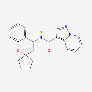 molecular formula C21H21N3O2 B7146063 N-spiro[3,4-dihydrochromene-2,1'-cyclopentane]-4-ylpyrazolo[1,5-a]pyridine-3-carboxamide 
