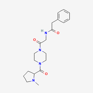 molecular formula C20H28N4O3 B7146134 N-[2-[4-(1-methylpyrrolidine-2-carbonyl)piperazin-1-yl]-2-oxoethyl]-2-phenylacetamide 