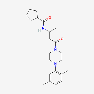molecular formula C22H33N3O2 B7146185 N-[4-[4-(2,5-dimethylphenyl)piperazin-1-yl]-4-oxobutan-2-yl]cyclopentanecarboxamide 
