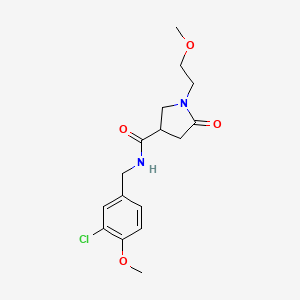 molecular formula C16H21ClN2O4 B7146209 N-[(3-chloro-4-methoxyphenyl)methyl]-1-(2-methoxyethyl)-5-oxopyrrolidine-3-carboxamide 