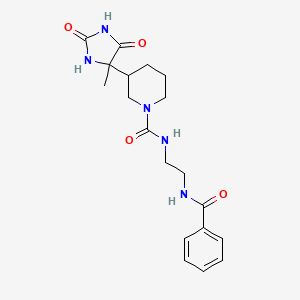 molecular formula C19H25N5O4 B7146318 N-(2-benzamidoethyl)-3-(4-methyl-2,5-dioxoimidazolidin-4-yl)piperidine-1-carboxamide 