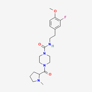 molecular formula C20H29FN4O3 B7146449 N-[2-(3-fluoro-4-methoxyphenyl)ethyl]-4-(1-methylpyrrolidine-2-carbonyl)piperazine-1-carboxamide 