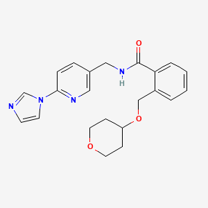 molecular formula C22H24N4O3 B7146629 N-[(6-imidazol-1-ylpyridin-3-yl)methyl]-2-(oxan-4-yloxymethyl)benzamide 