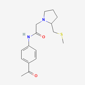 molecular formula C16H22N2O2S B7146676 N-(4-acetylphenyl)-2-[2-(methylsulfanylmethyl)pyrrolidin-1-yl]acetamide 