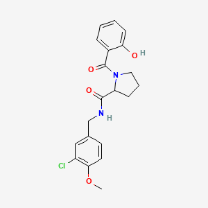 molecular formula C20H21ClN2O4 B7146786 N-[(3-chloro-4-methoxyphenyl)methyl]-1-(2-hydroxybenzoyl)pyrrolidine-2-carboxamide 