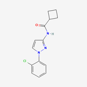 molecular formula C14H14ClN3O B7146864 N-[1-(2-chlorophenyl)pyrazol-3-yl]cyclobutanecarboxamide 