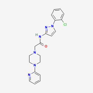 molecular formula C20H21ClN6O B7146882 N-[1-(2-chlorophenyl)pyrazol-3-yl]-2-(4-pyridin-2-ylpiperazin-1-yl)acetamide 