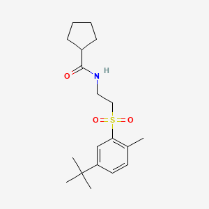 molecular formula C19H29NO3S B7146984 N-[2-(5-tert-butyl-2-methylphenyl)sulfonylethyl]cyclopentanecarboxamide 