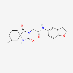 molecular formula C20H25N3O4 B7147128 N-(2,3-dihydro-1-benzofuran-5-yl)-2-(7,7-dimethyl-2,4-dioxo-1,3-diazaspiro[4.5]decan-3-yl)acetamide 