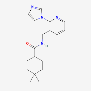 molecular formula C18H24N4O B7147132 N-[(2-imidazol-1-ylpyridin-3-yl)methyl]-4,4-dimethylcyclohexane-1-carboxamide 