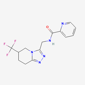 molecular formula C14H14F3N5O B7147164 N-[[6-(trifluoromethyl)-5,6,7,8-tetrahydro-[1,2,4]triazolo[4,3-a]pyridin-3-yl]methyl]pyridine-2-carboxamide 