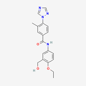molecular formula C19H20N4O3 B7147179 N-[4-ethoxy-3-(hydroxymethyl)phenyl]-3-methyl-4-(1,2,4-triazol-1-yl)benzamide 