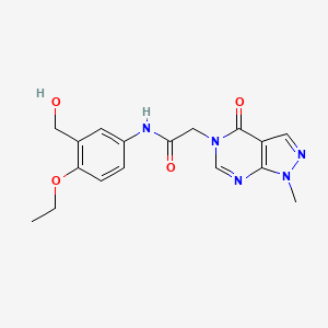 molecular formula C17H19N5O4 B7147212 N-[4-ethoxy-3-(hydroxymethyl)phenyl]-2-(1-methyl-4-oxopyrazolo[3,4-d]pyrimidin-5-yl)acetamide 