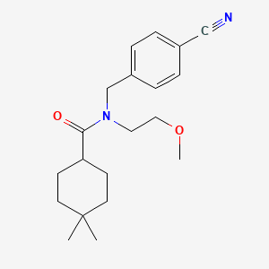 molecular formula C20H28N2O2 B7147221 N-[(4-cyanophenyl)methyl]-N-(2-methoxyethyl)-4,4-dimethylcyclohexane-1-carboxamide 