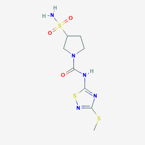 molecular formula C8H13N5O3S3 B7147266 N-(3-methylsulfanyl-1,2,4-thiadiazol-5-yl)-3-sulfamoylpyrrolidine-1-carboxamide 