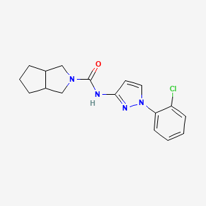 molecular formula C17H19ClN4O B7147291 N-[1-(2-chlorophenyl)pyrazol-3-yl]-3,3a,4,5,6,6a-hexahydro-1H-cyclopenta[c]pyrrole-2-carboxamide 
