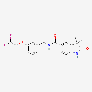 molecular formula C20H20F2N2O3 B7147299 N-[[3-(2,2-difluoroethoxy)phenyl]methyl]-3,3-dimethyl-2-oxo-1H-indole-5-carboxamide 