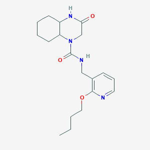 molecular formula C19H28N4O3 B7147317 N-[(2-butoxypyridin-3-yl)methyl]-3-oxo-2,4,4a,5,6,7,8,8a-octahydroquinoxaline-1-carboxamide 