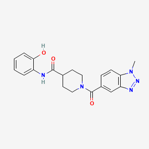 molecular formula C20H21N5O3 B7147321 N-(2-hydroxyphenyl)-1-(1-methylbenzotriazole-5-carbonyl)piperidine-4-carboxamide 