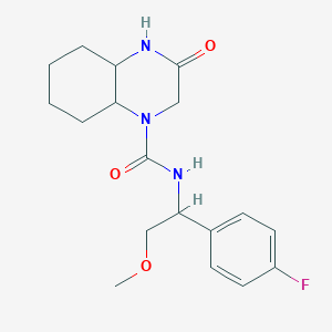 molecular formula C18H24FN3O3 B7147343 N-[1-(4-fluorophenyl)-2-methoxyethyl]-3-oxo-2,4,4a,5,6,7,8,8a-octahydroquinoxaline-1-carboxamide 