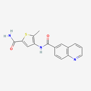 molecular formula C16H13N3O2S B7147494 N-(5-carbamoyl-2-methylthiophen-3-yl)quinoline-6-carboxamide 