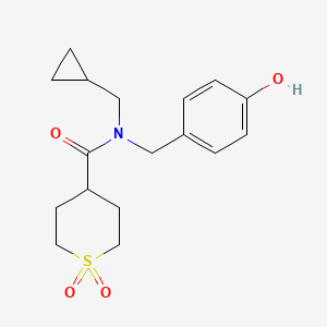 molecular formula C17H23NO4S B7147579 N-(cyclopropylmethyl)-N-[(4-hydroxyphenyl)methyl]-1,1-dioxothiane-4-carboxamide 