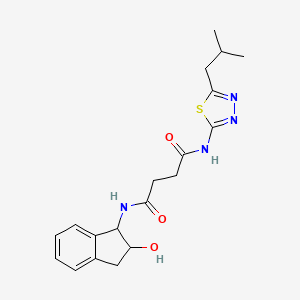 molecular formula C19H24N4O3S B7147590 N-(2-hydroxy-2,3-dihydro-1H-inden-1-yl)-N'-[5-(2-methylpropyl)-1,3,4-thiadiazol-2-yl]butanediamide 