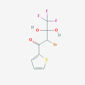 molecular formula C8H6BrF3O3S B071477 2-Bromo-4,4,4-trifluoro-3,3-dihydroxy-1-(2-thienyl)butan-1-one CAS No. 182131-50-6