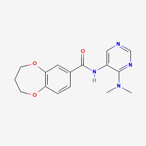 molecular formula C16H18N4O3 B7147720 N-[4-(dimethylamino)pyrimidin-5-yl]-3,4-dihydro-2H-1,5-benzodioxepine-7-carboxamide 