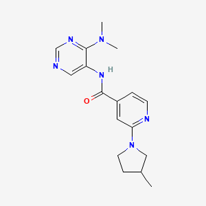 molecular formula C17H22N6O B7147745 N-[4-(dimethylamino)pyrimidin-5-yl]-2-(3-methylpyrrolidin-1-yl)pyridine-4-carboxamide 