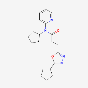 molecular formula C20H26N4O2 B7147748 N-cyclopentyl-3-(5-cyclopentyl-1,3,4-oxadiazol-2-yl)-N-pyridin-2-ylpropanamide 