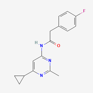 molecular formula C16H16FN3O B7147761 N-(6-cyclopropyl-2-methylpyrimidin-4-yl)-2-(4-fluorophenyl)acetamide 