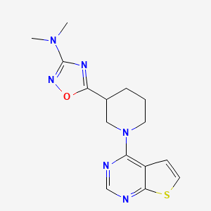 molecular formula C15H18N6OS B7147795 N,N-dimethyl-5-(1-thieno[2,3-d]pyrimidin-4-ylpiperidin-3-yl)-1,2,4-oxadiazol-3-amine 