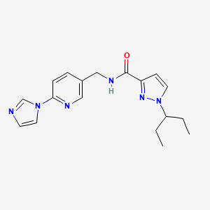 molecular formula C18H22N6O B7147968 N-[(6-imidazol-1-ylpyridin-3-yl)methyl]-1-pentan-3-ylpyrazole-3-carboxamide 