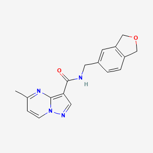 molecular formula C17H16N4O2 B7147990 N-(1,3-dihydro-2-benzofuran-5-ylmethyl)-5-methylpyrazolo[1,5-a]pyrimidine-3-carboxamide 