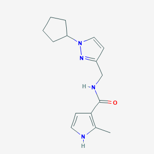 molecular formula C15H20N4O B7148028 N-[(1-cyclopentylpyrazol-3-yl)methyl]-2-methyl-1H-pyrrole-3-carboxamide 