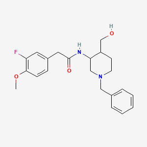 molecular formula C22H27FN2O3 B7148051 N-[1-benzyl-4-(hydroxymethyl)piperidin-3-yl]-2-(3-fluoro-4-methoxyphenyl)acetamide 