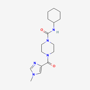 molecular formula C16H25N5O2 B7148075 N-cyclohexyl-4-(1-methylimidazole-4-carbonyl)piperazine-1-carboxamide 