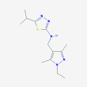 molecular formula C13H21N5S B7148135 N-[(1-ethyl-3,5-dimethylpyrazol-4-yl)methyl]-5-propan-2-yl-1,3,4-thiadiazol-2-amine 