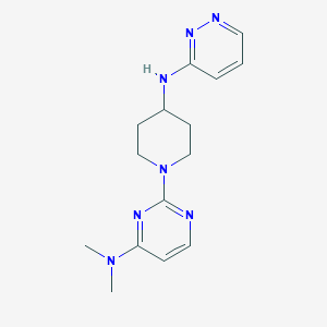 molecular formula C15H21N7 B7148136 N,N-dimethyl-2-[4-(pyridazin-3-ylamino)piperidin-1-yl]pyrimidin-4-amine 