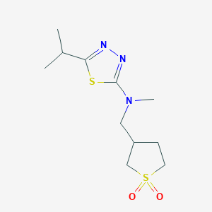 molecular formula C11H19N3O2S2 B7148167 N-[(1,1-dioxothiolan-3-yl)methyl]-N-methyl-5-propan-2-yl-1,3,4-thiadiazol-2-amine 