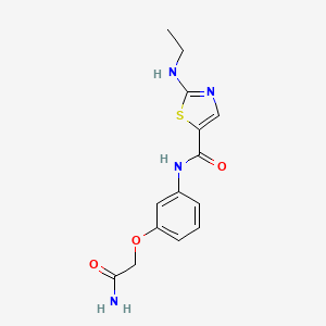 molecular formula C14H16N4O3S B7148272 N-[3-(2-amino-2-oxoethoxy)phenyl]-2-(ethylamino)-1,3-thiazole-5-carboxamide 