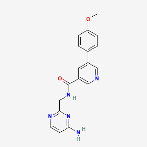 molecular formula C18H17N5O2 B7148316 N-[(4-aminopyrimidin-2-yl)methyl]-5-(4-methoxyphenyl)pyridine-3-carboxamide 