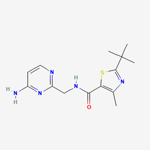 molecular formula C14H19N5OS B7148324 N-[(4-aminopyrimidin-2-yl)methyl]-2-tert-butyl-4-methyl-1,3-thiazole-5-carboxamide 