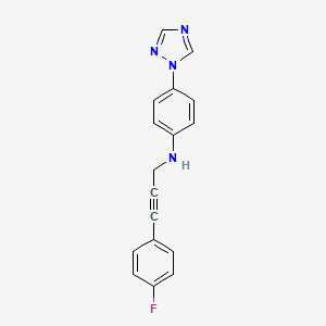 molecular formula C17H13FN4 B7148393 N-[3-(4-fluorophenyl)prop-2-ynyl]-4-(1,2,4-triazol-1-yl)aniline 