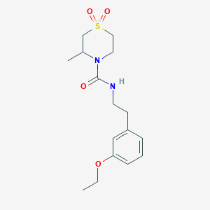 molecular formula C16H24N2O4S B7148449 N-[2-(3-ethoxyphenyl)ethyl]-3-methyl-1,1-dioxo-1,4-thiazinane-4-carboxamide 