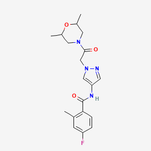 molecular formula C19H23FN4O3 B7148478 N-[1-[2-(2,6-dimethylmorpholin-4-yl)-2-oxoethyl]pyrazol-4-yl]-4-fluoro-2-methylbenzamide 